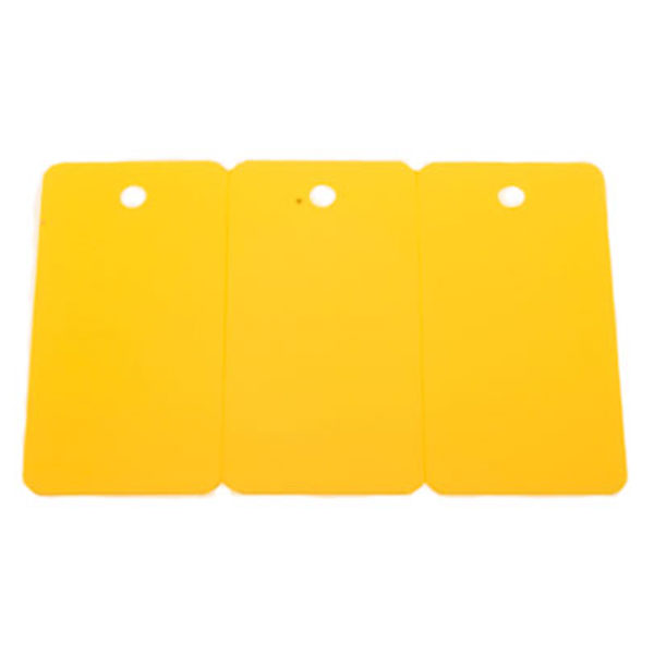 Plastkort gult, 3-delt m. hul