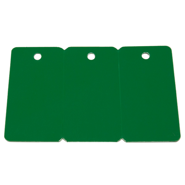 Plastkort grønt, 3-delt m. hul