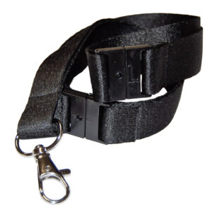 Lanyard sort m. dobbelt sikkerhedslås og karabinhage